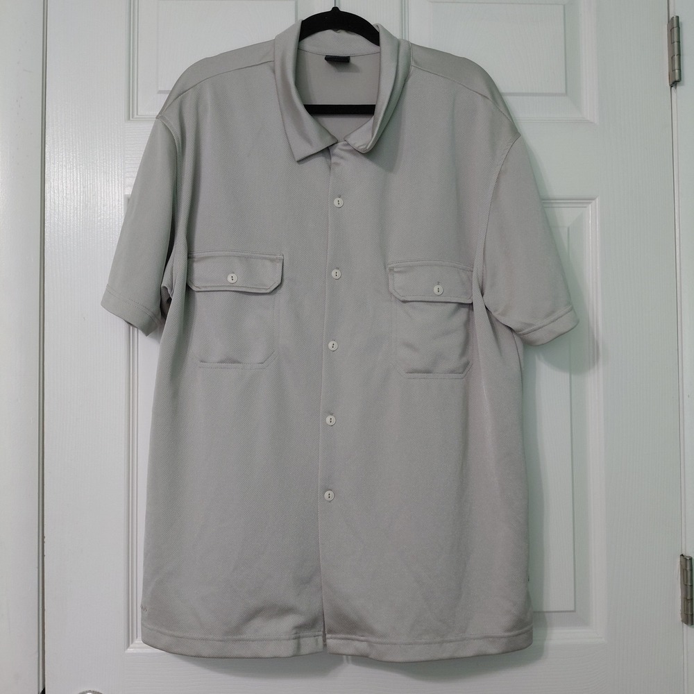 Nike ACG Mens XL Gray Mesh Short Sleeve Button Up Utility Trail Shirt Hiking